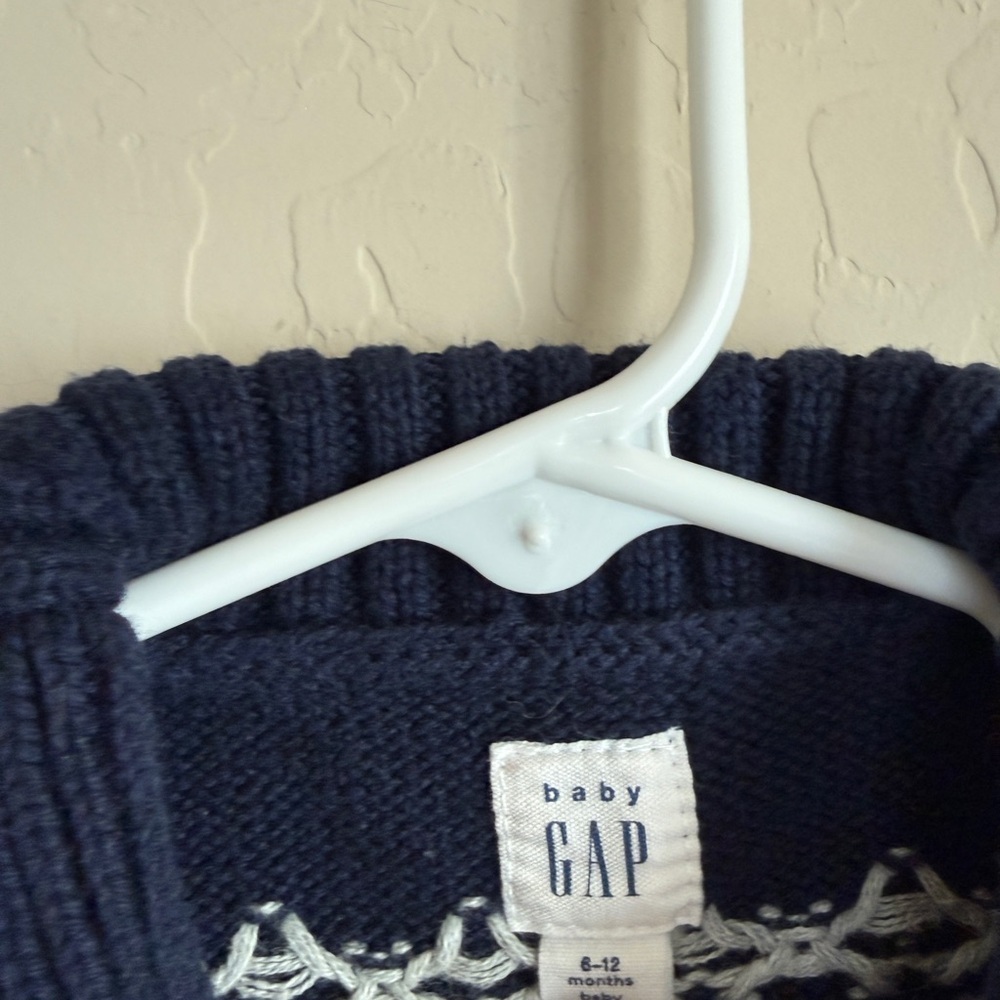 Baby GAP Fair Isle Intarsia Button Cardigan Blue Red White 6-12 months - Picture 4 of 4